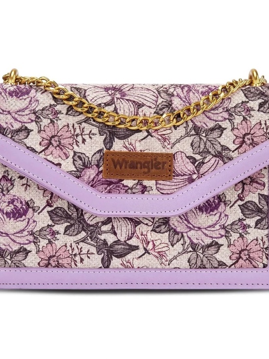 Wrangler Handbags - Wrangler Floral Print Chain Crossbody Bag Light Purple